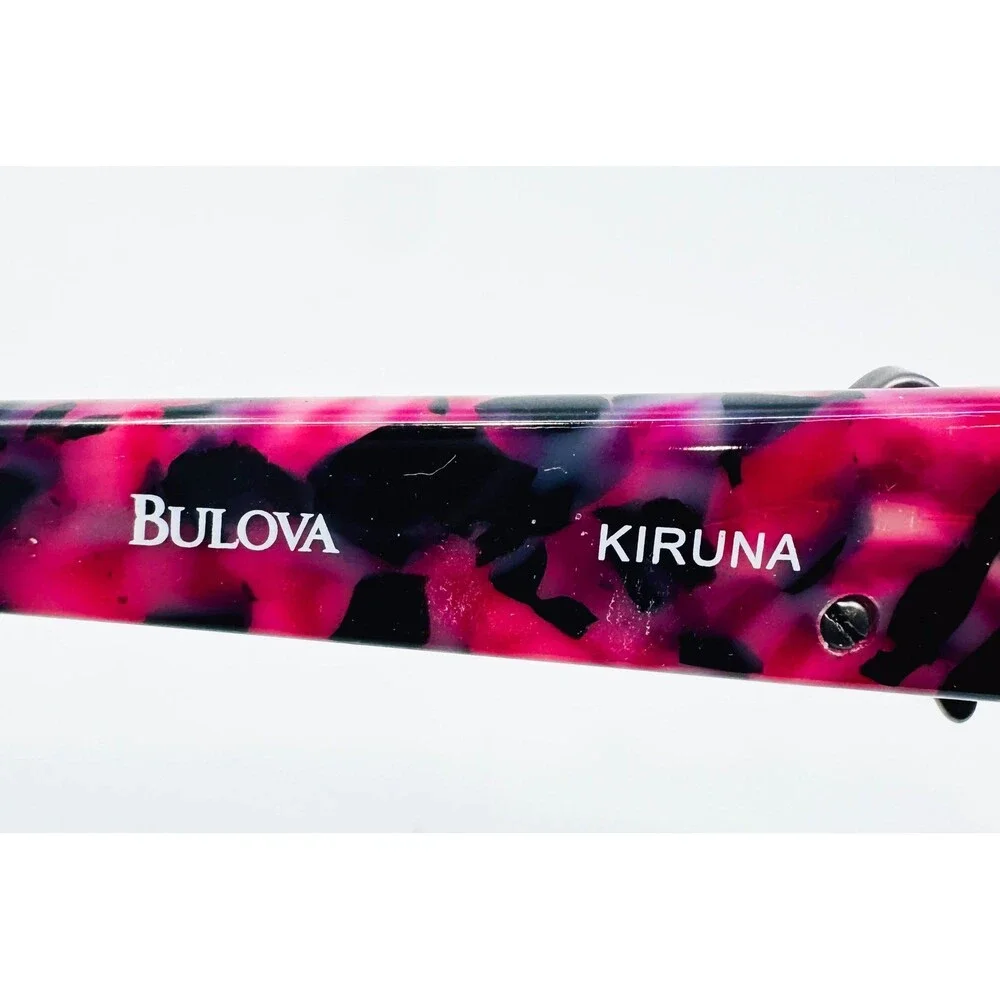 Bulova Kiruna Eyeglasses Womens Black Lavender Tortoise Bow Detail 51-14-135